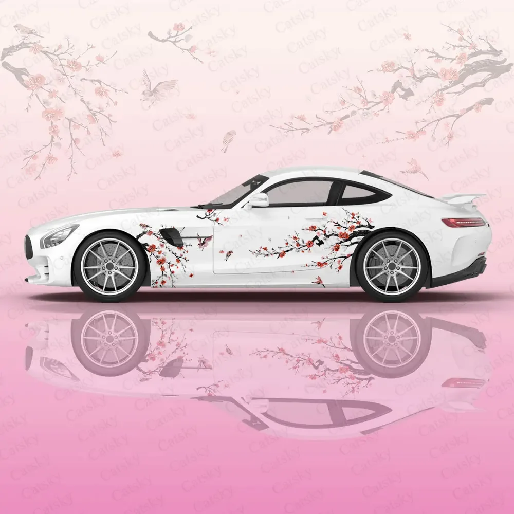 Bird Branch Flower Car Body Stickers Itasha Vinyl Car Side Decal Auto Accessories Body Decoration Sticker Truck Protective Film