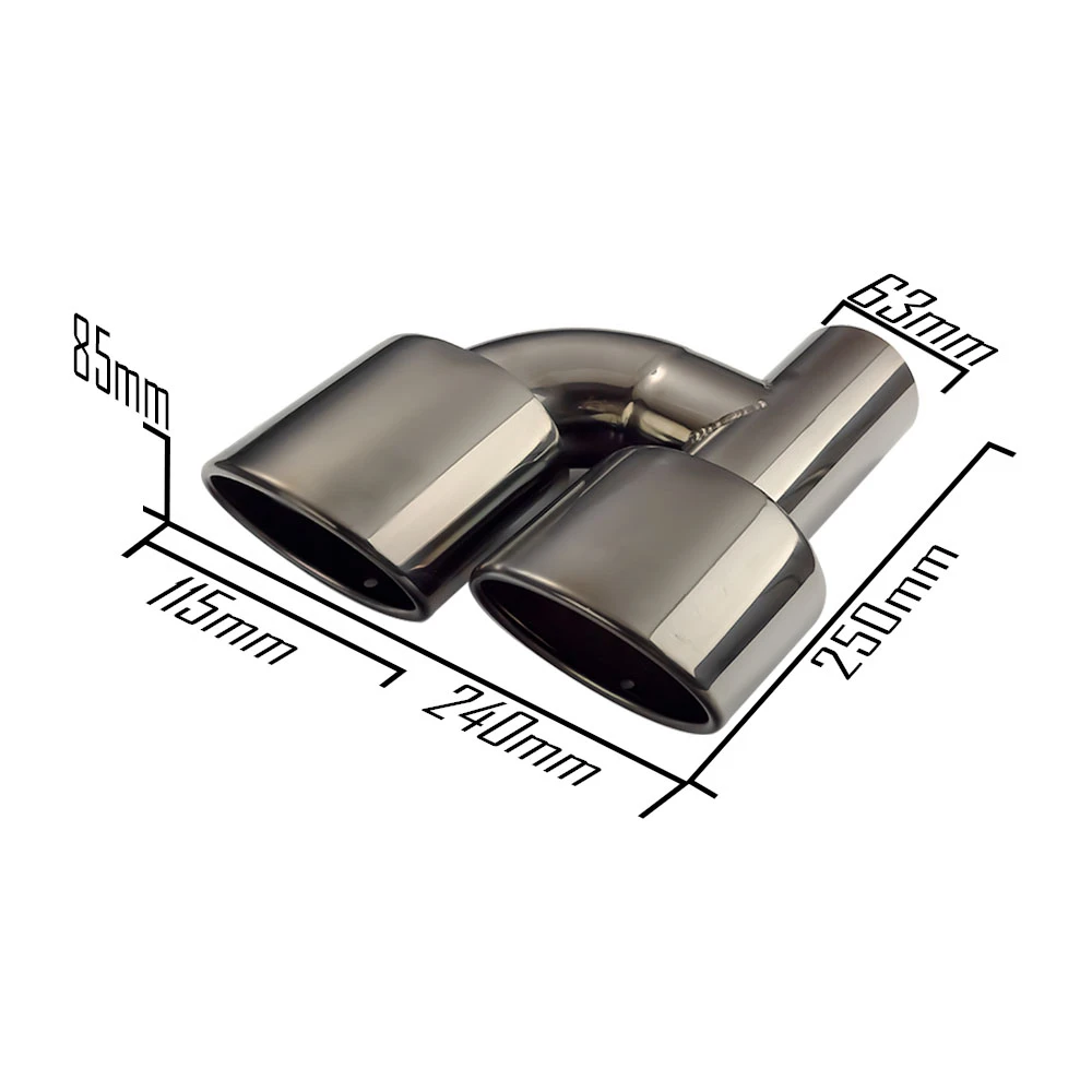1 para końcówka do rury wydechowej 63mm wlot chrom srebrny ze stali nierdzewnej stal 201 240mm wylot podwójne końcówki rury wydechowej