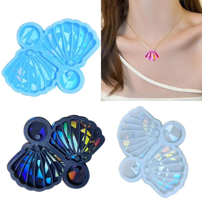 Holographic Light and Shadow Seashells Silicone Mold Earrings Keychain Pendant Epoxy Resin Casting Molds DIY Ornaments Mould