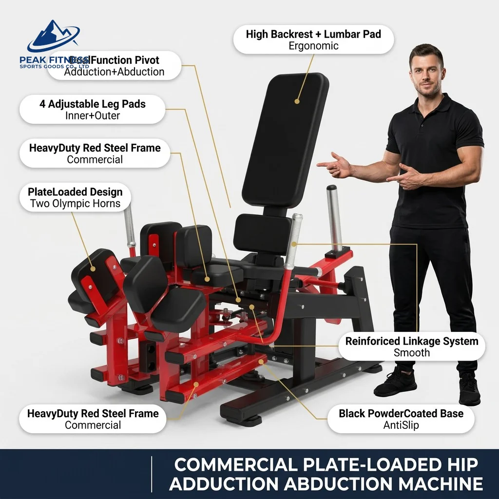 YTYIN Commercial Seated Leg Adductor Trainer Thick Steel Frame Adjustable Multi-Function Professional Gym Equipment