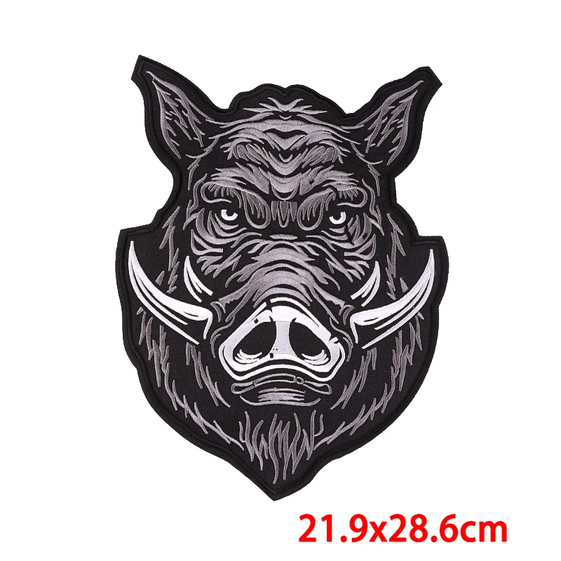 Moto Biker ricamo Patch teschio ferro su toppe per abbigliamento Punk grande animale indietro Patch ricamate sui vestiti fai da te