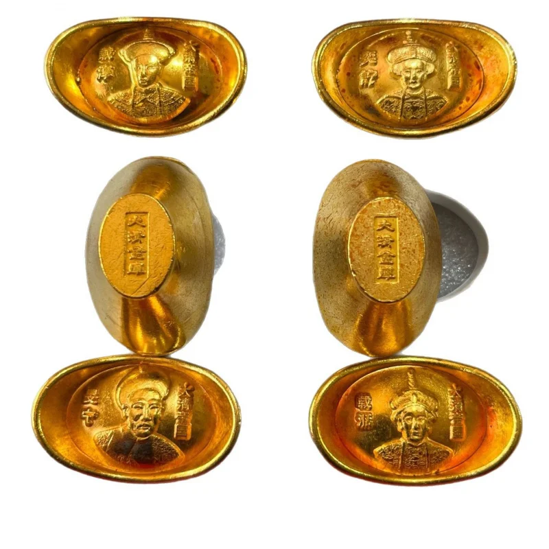 Miscellaneous Collection Solid Twelve Emperors Gilt Ingots Ornaments Appreciation Home Crafts Set