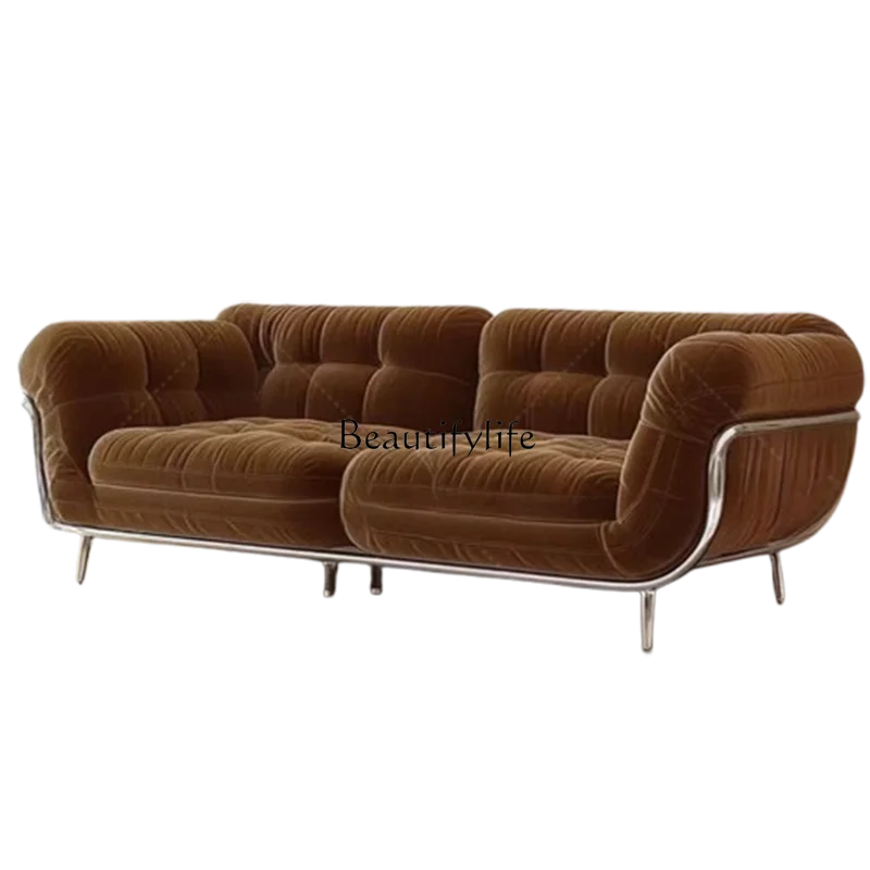 

Modern European Brown Sofa Italian Designer Armrest Nordic Living Room Couch Luxury Single Canape Salon Home Furniture
