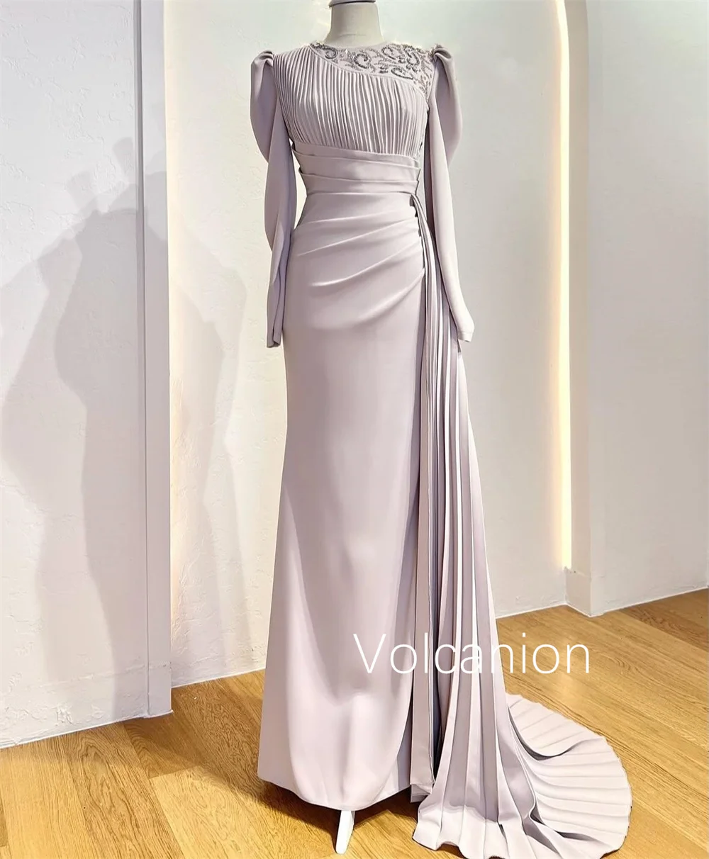 تخصيص جيرسي حجر الراين الطية غمد جوهرة فساتين طويلة مناسبة مخصصة مساء كلاسيكي رائعة النمط الصيني