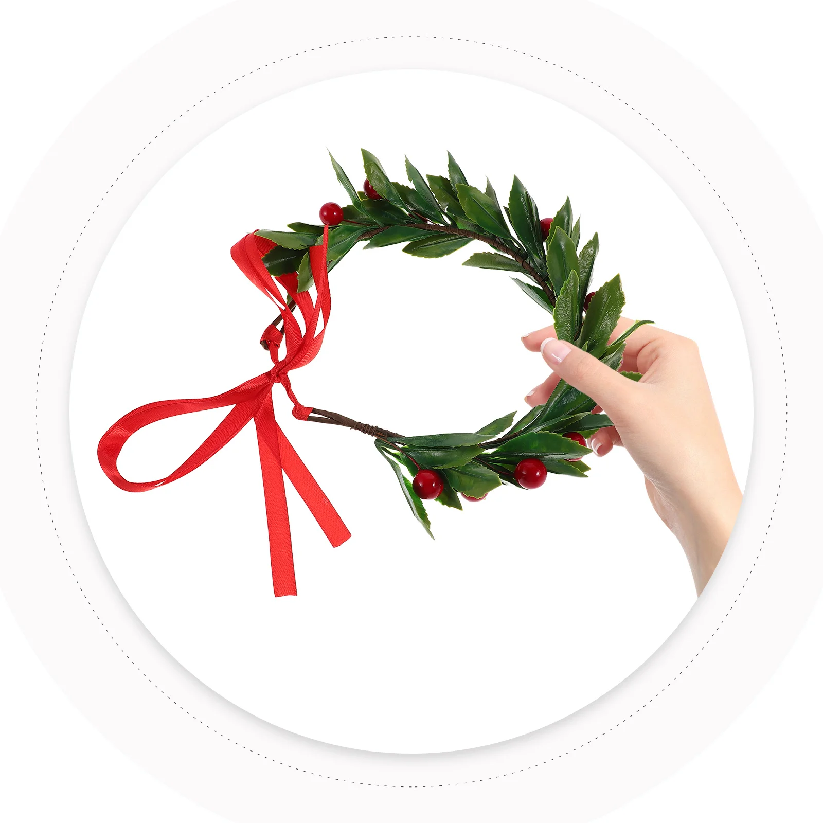 

Handcrafted Christmas Berries Wreath Artificial Holiday Door Decoration Bridal Headdress Xmas Party Photography Props