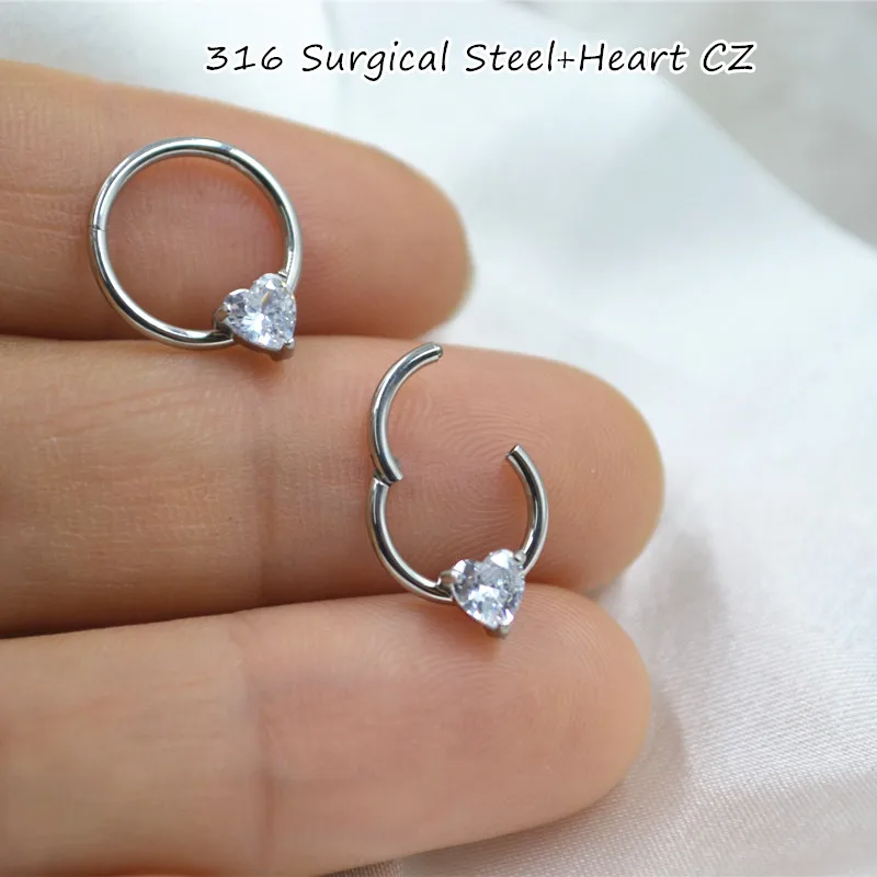 

50pcs/Lot 316 Surgical Steel Nose Ear Seamless Hinged Segment Ring Clicker Cartilage Nose Hoop Septum Helix Lip Ring