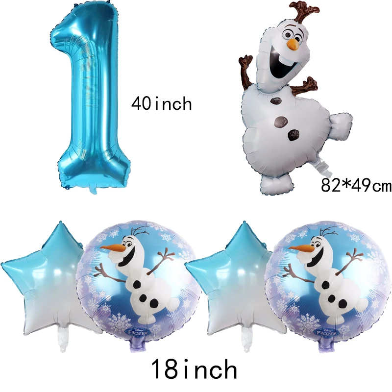 6pcs Disney Frozen Snowman Olaf Birthday Party Decoration Balloons Olaf Number Balloon Set Birthday Baby Shower Party Decoration