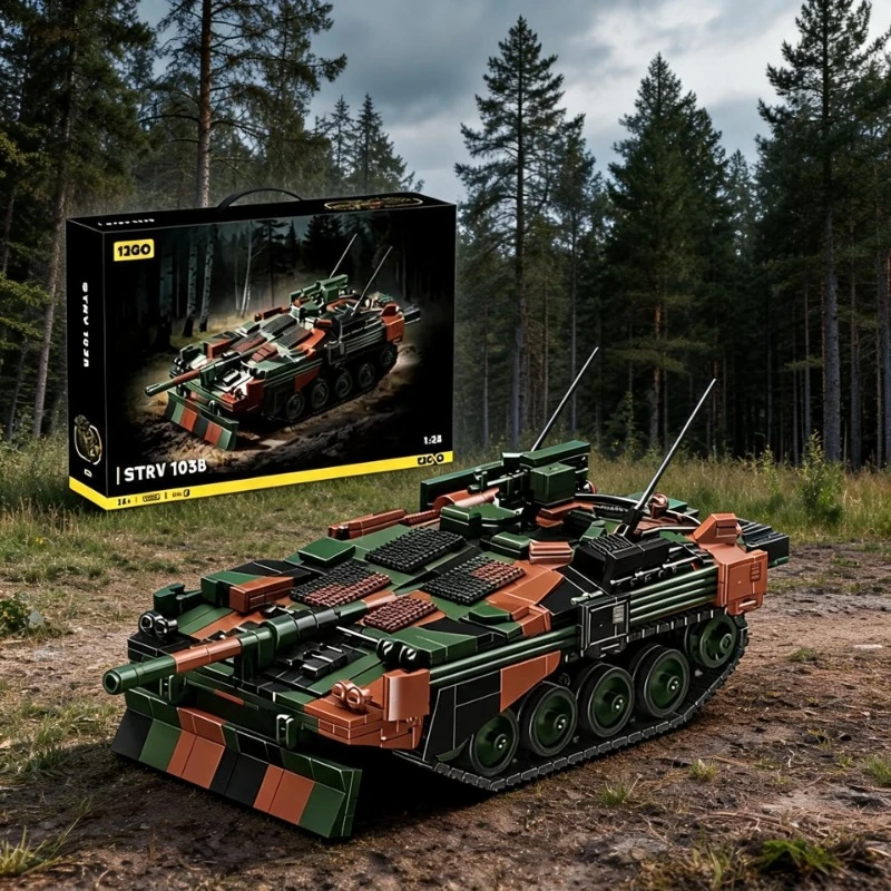 Swedish STRV103B Tank Military Model Military 12GO 97039 Building Blocks for Boys Educational Assembly Toy Gift 1773pcs