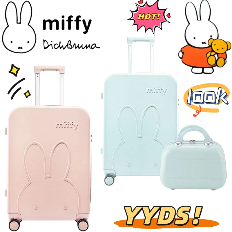 Miffy Cartoon Cute Creative Animation Peripheral Universal Wheel Travel Trolley Case Secondary High Color Value Student Luggage