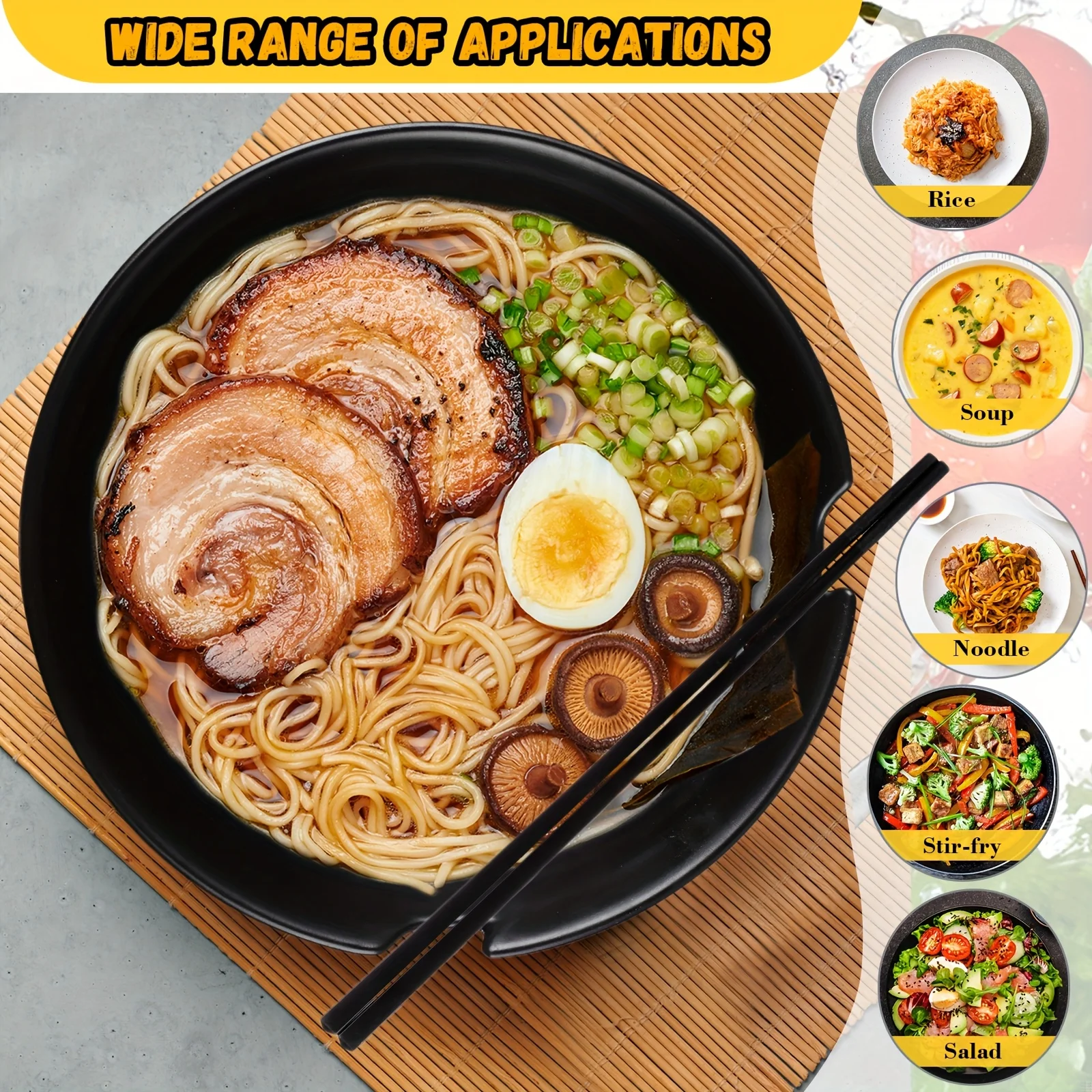 

Black 4 Sets Japanese Ramen Bowl Set 37 Oz Large Ramen Noodle Bowl Asian Chinese Korean Miso Soup Bowl With Spoons Chopsticks Saucers And Chopsticks Holders For Pho Udon Thai Soba