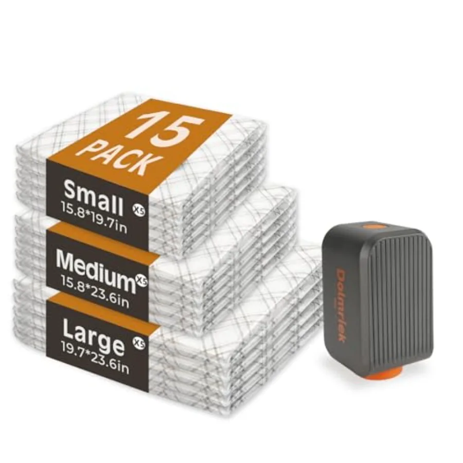 

Вакуумные пакеты для путешествий с USB-насосом, 15 шт., компрессионные пакеты для багажа и чемоданов, экономия места для одежды