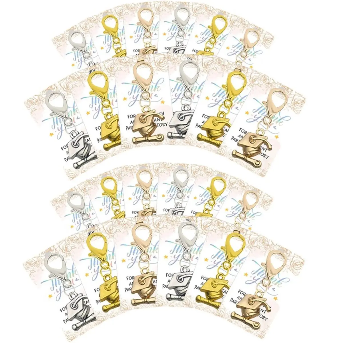 Workshop Gear 20PCS Graduation Bachelor'S Cap Pendant Key Chain Set Including Cardboard Diy Key Ring ,DIY Jewelry Making Crafts