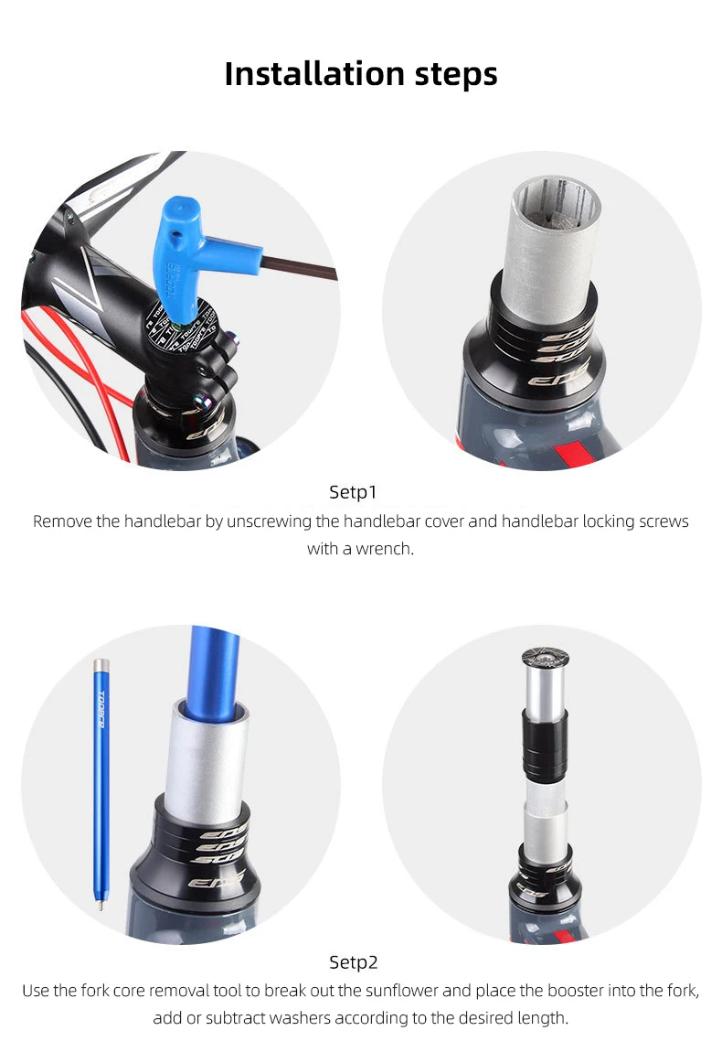TOOPRE Höhe Spacer Riser Fahrrad Gabel Vorbau Extender Innen Fiameter 24,6-25,4mm 55mm Außendurchmesser 28,6mm für Mountain Road Bike – Detail 9