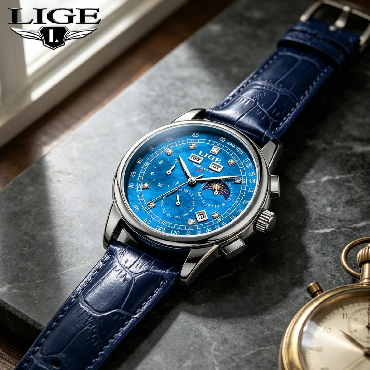 LIGE Relógios Masculinos Top Marca de Luxo Relógio de Pulso Para Homens Relógio de Quartzo de Couro Esportes Relógio Masculino À Prova D 'Água Relogio masculino
