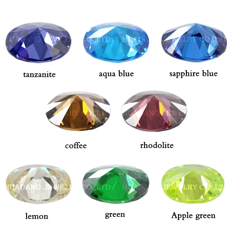 

5A Oval Shape Cubic Zirconia Stone Aquablue Tanzanite Sapphire Green brown Multicolor Brilliant Cut Synthetic Gems For Jewelry