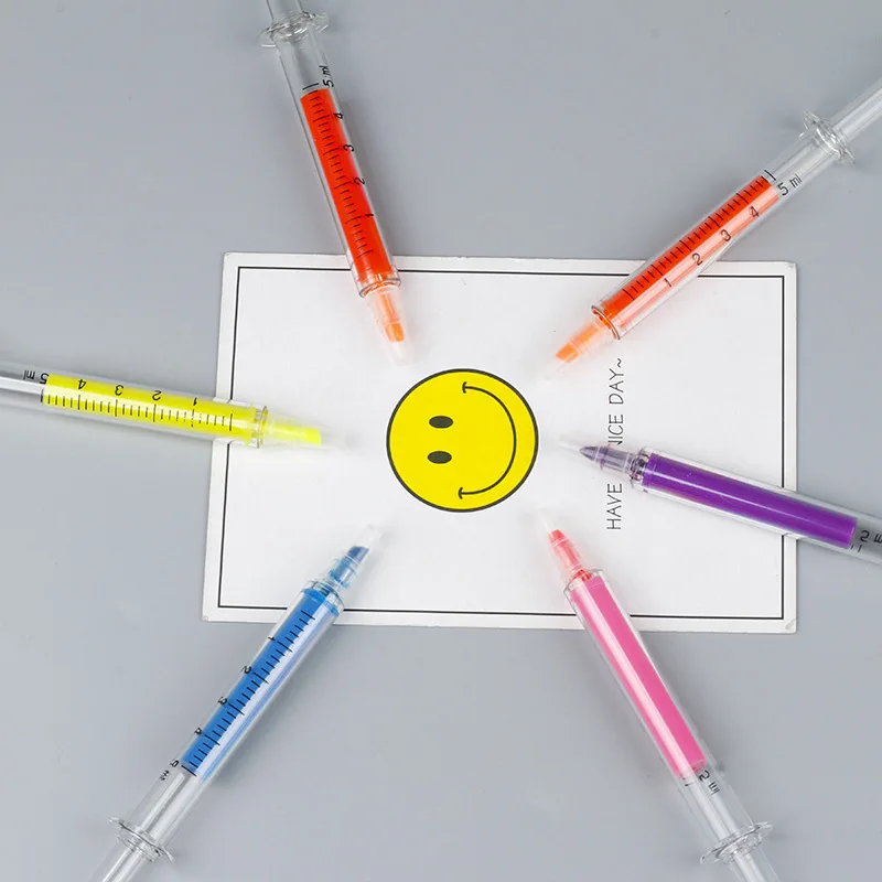 Creative Cylinder Cute Kawaii Art colored Marker Graffiti Pen stationery highlighters paint Syringe Lovely Fluorescent