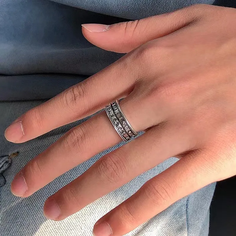 Retro Morgan Coin Ring For Men Silver Color Punk Gothic Adjustable Open Ring Handmade Rock Biker Accessories Man Jewelry Gift