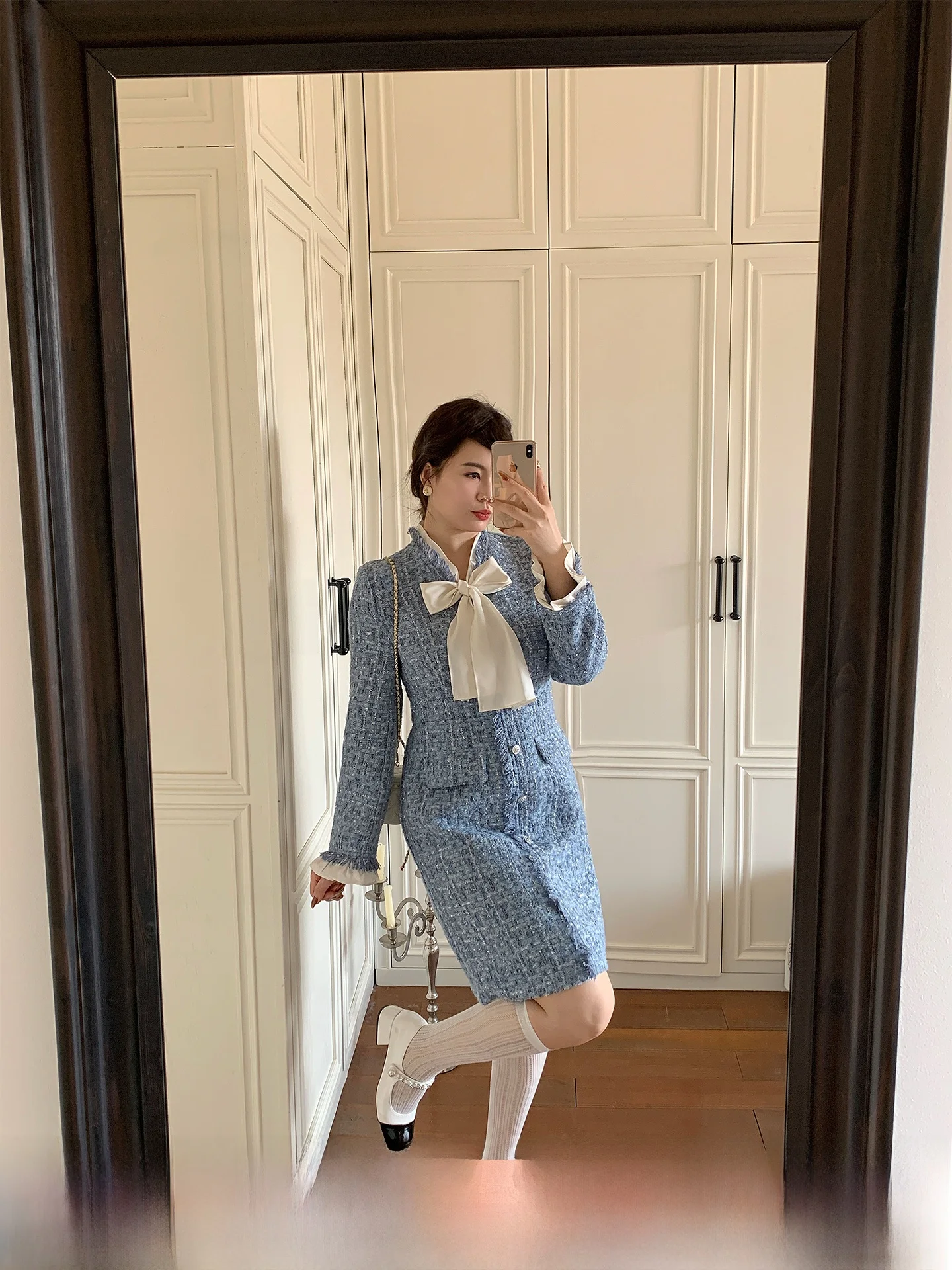 

Новая зимняя вязаная твидовая юбка миди ML Jasmine больших размеров для полных женщин, роскошная модная модель с завязками на талии