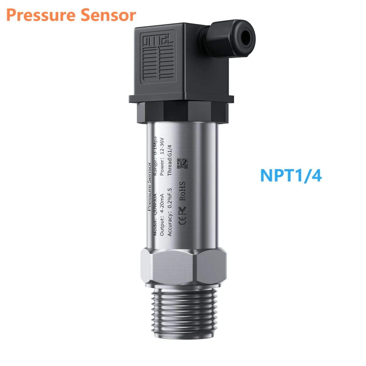 NPT1/4 sensor pemancar tekanan 0-1bar 2bar 5bar 150bar DC24V DC5V transduser tekanan hidrolik 4-20mA 0-10V 0.5-4.5V 0-3.3V