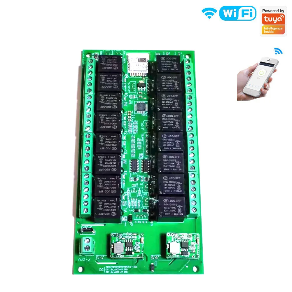 16 Kanaals Tuya WIFI Zigbee Smart Switch DC 7-27 V Type C 5 V Home Verlichting Gordijn deur Garage Motor APP Controle