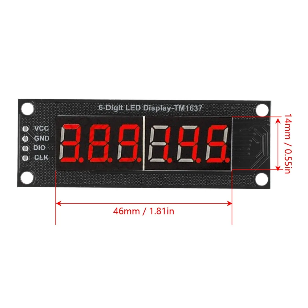TM1637 Driver IC 6 Digit 7 Segment Display Module 2 Pin IO 0.36in LED Digital Tube Plug and Play 5V