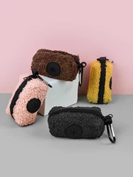 1 Stylish Plaid Teddy Velvet With Design Popular High Quality Garbage Bag With Connected Storage Bag (No Belt And Garbage Bag)