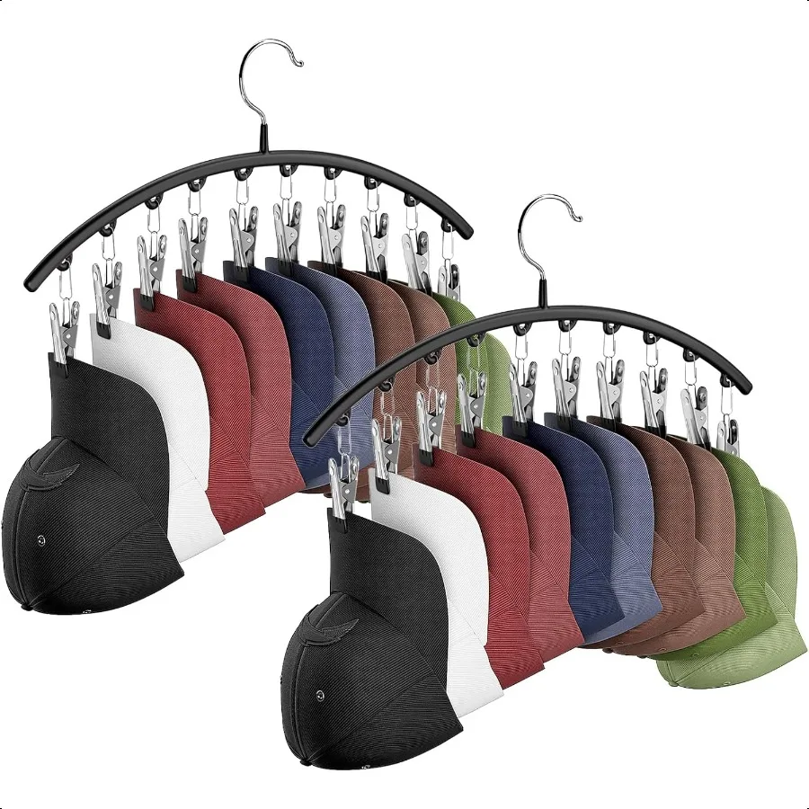 

Hat Hangers for Closet Metal 2 Pack Hat Organizer Holder for Hanger Closet Display Hat Racks for Baseball Caps w 10 Clips Hat H