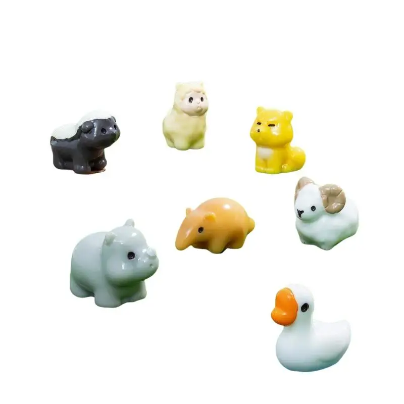 10Pcs Mini Resin Cartoon Animal Figurine Vivid Waterproof Ornament for Car Dashboard Desktop and Micro Landscape Decor Ornament