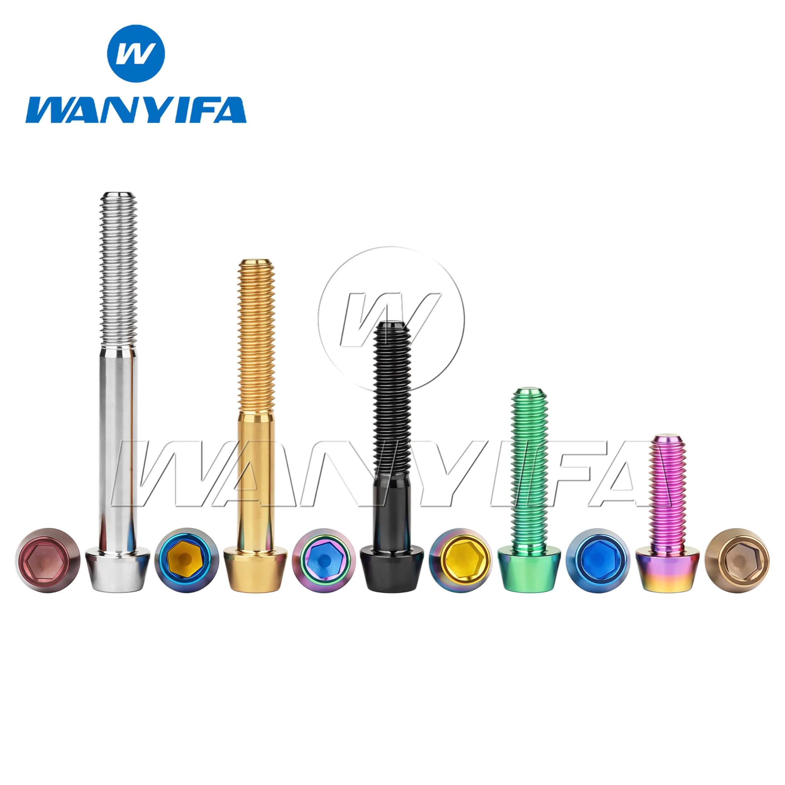 Wanyifa Titanium Bolt M6x 10 15 16 18 20 25 30 35 40 45 50 55 60 65mm Taper Head Allen Key Screw for Bicycle Headset Brake Bolt