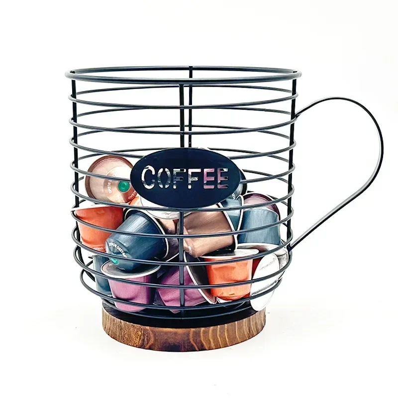 

Coffee Pod Holder Hollow Coffee Capsule Basket Anti-Rust Iron Capsule Rack Shelf Storage Organizer Coffee Cup Kitchen Storage