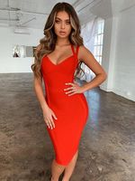 NEW Summer Dress Women Sexy V Neck Backless White Red Bandage Dress Ladies Mini Party Dress Vestido