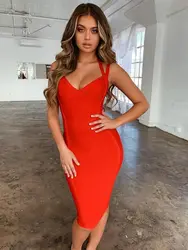 NEW Summer Dress Women Sexy V Neck Backless White Red Bandage Dress Ladies Mini Party Dress Vestido