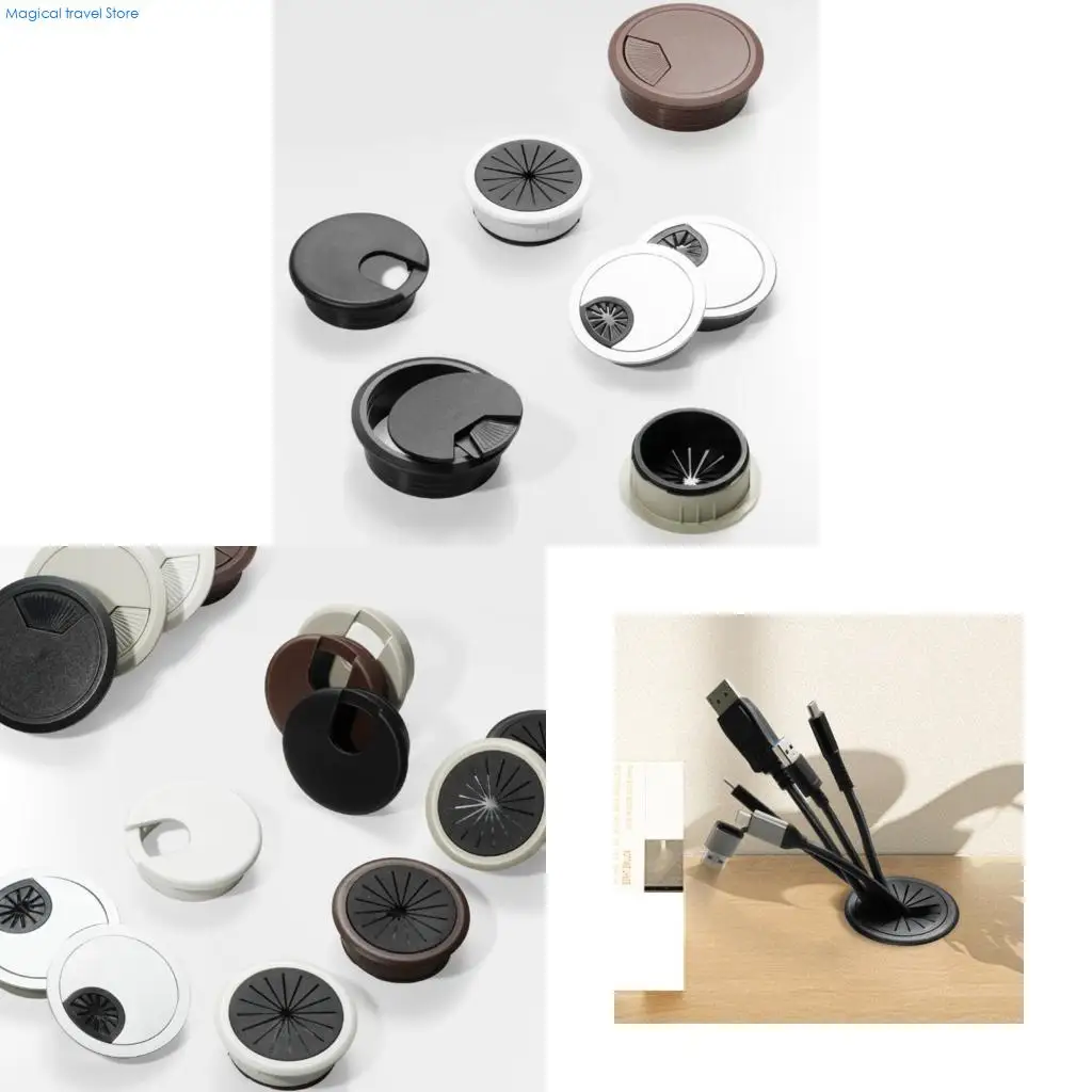 N2UB 4Pcs Desktop Wire Hole Cover Computer Grommet Line Box Desk Table Cable Fastener