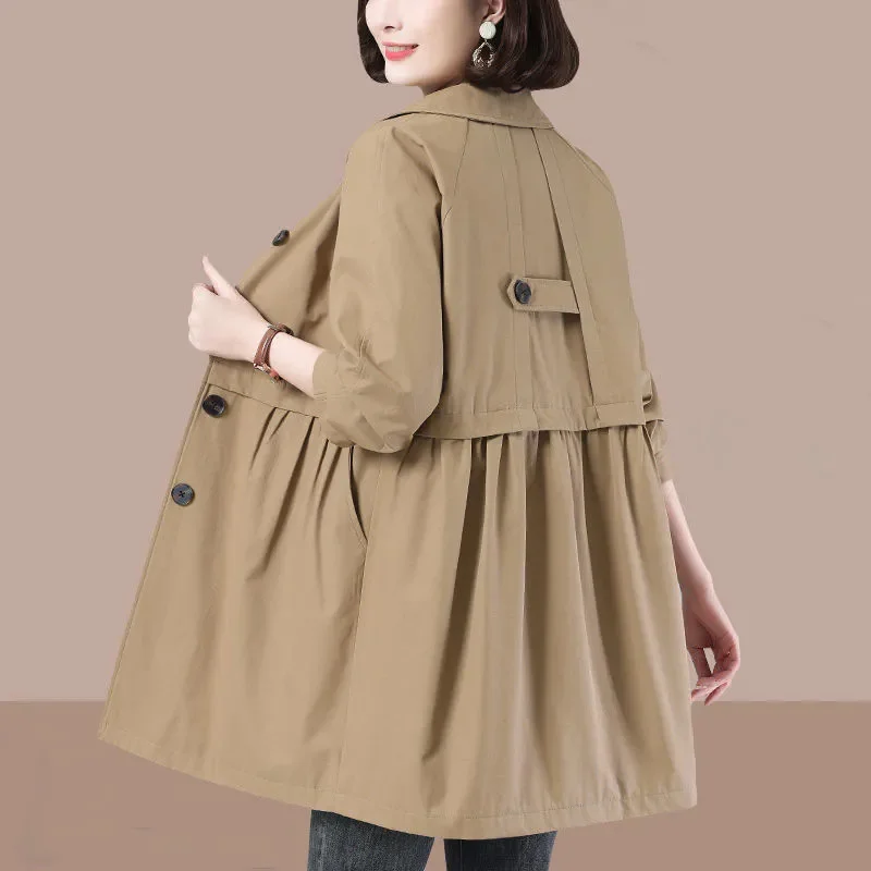 

Khaki Windbreaker Women's Clothes 2024 Spring Autumn New Korean version Loose Women Trench Coat Solid Female Casual Overcoat