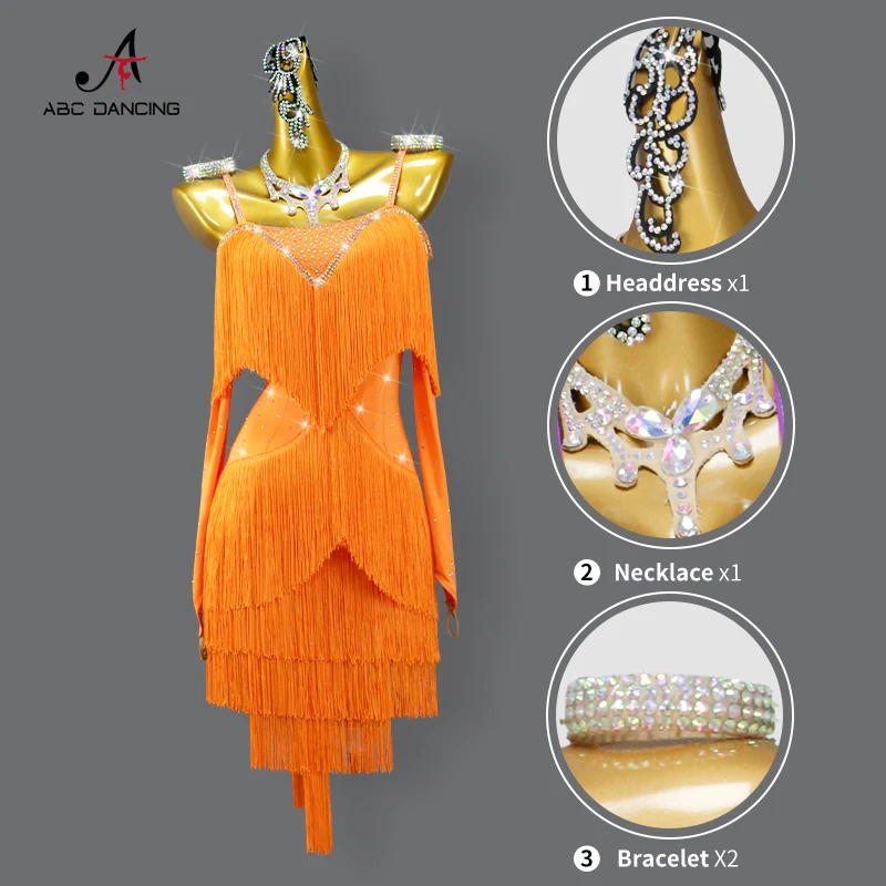 New Latin Dance Competition Clothes Sexy Ladies Ballroom Girls Performance Skirt Kid Practice Wear Woman Fringe Dress Customized