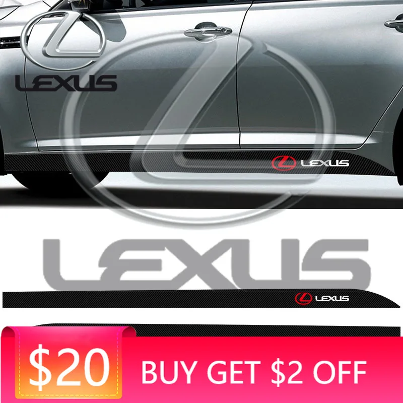 

Emblems Side Skirt Sill Stripe Body Stickers Black/Carbon Fiber Car Decals For Lexus RX330 IS250 Ct200h ES300h RX350 IS300h NX30