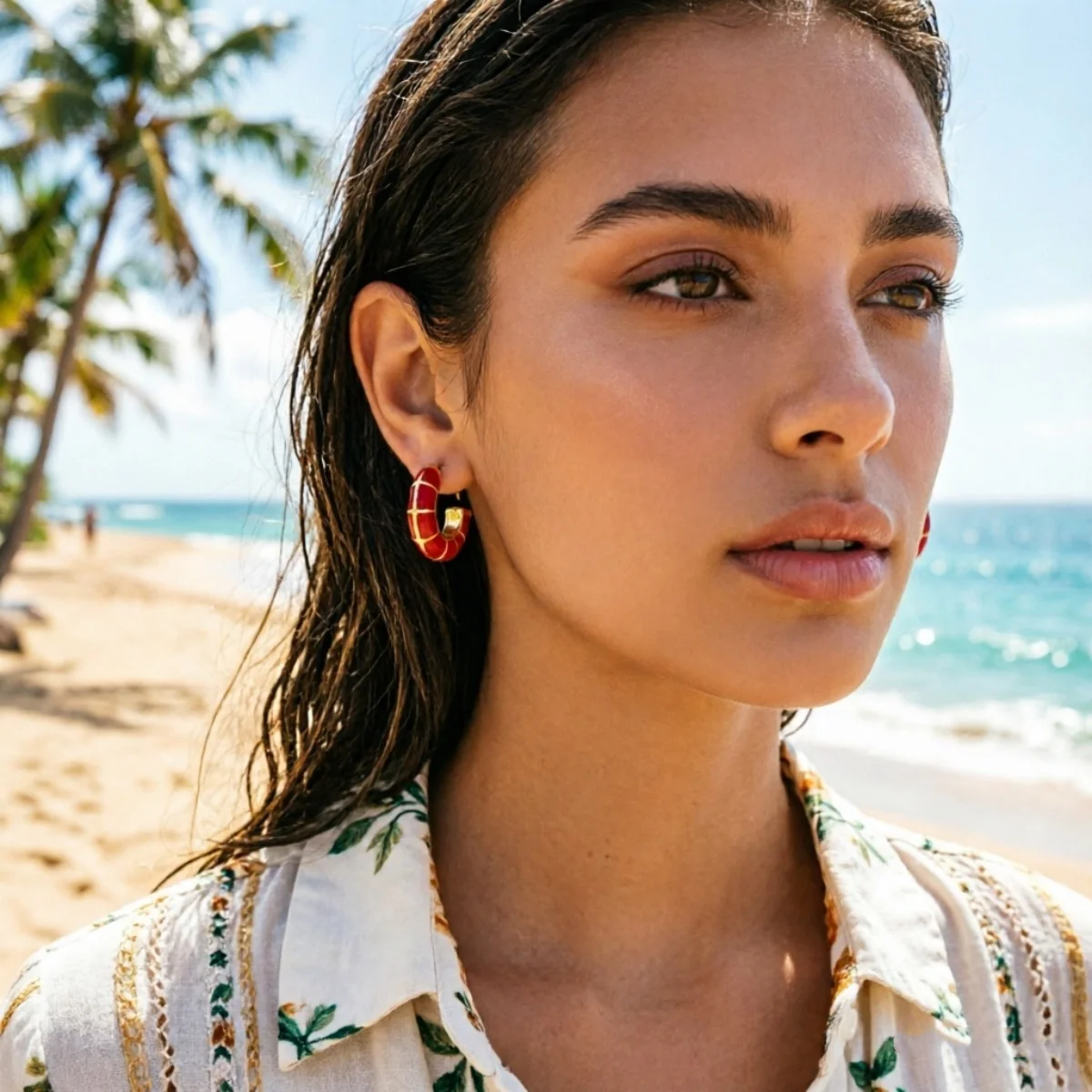 Minimalistische bunte Emaille-Streifen-Ohrstecker für Damen und Herren, trendige geometrische runde Creolen, Alltags- und Partyschmuck – Detail 15