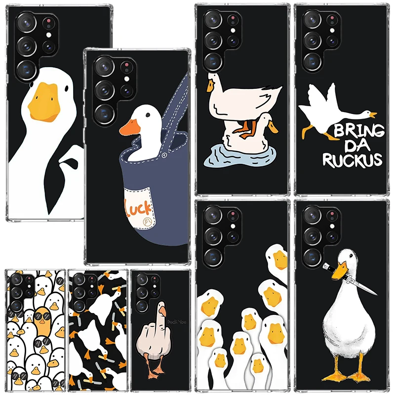 Cartoon Duck Goose Game Phone Case For Samsung Galaxy S24 S23 S22 S21 Fe S20 Ultra S10 S9 + S8 Plus S10E Art Fundas Back Cover