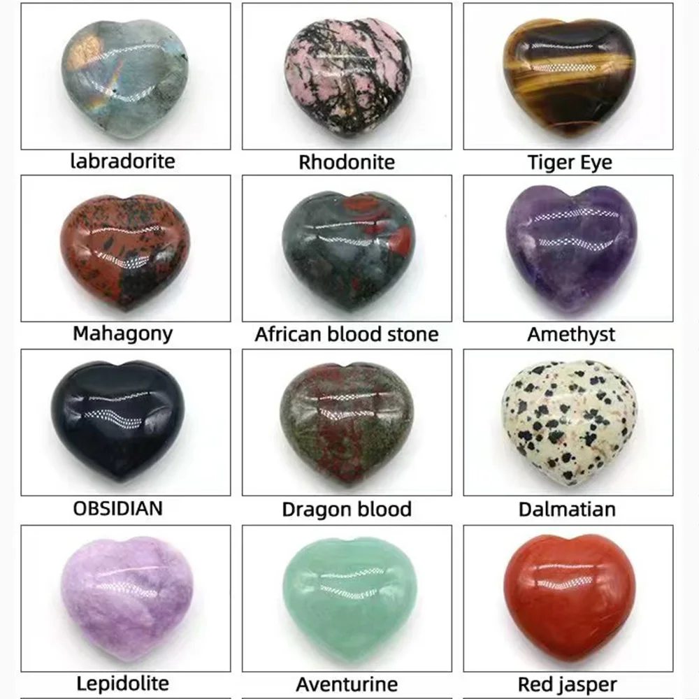 Love Heart Natural Stone Ornament 15mm 20mm Crystal Guardian Gem Healing Energy Beads Fengshui Home Decorations 5pcs