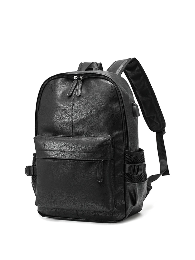 Unisex Black Casual Backpack Cowskin Genuine Leather Bag Fashion Large Capacity Multiple Pockets Travel Bag Men School Backpack