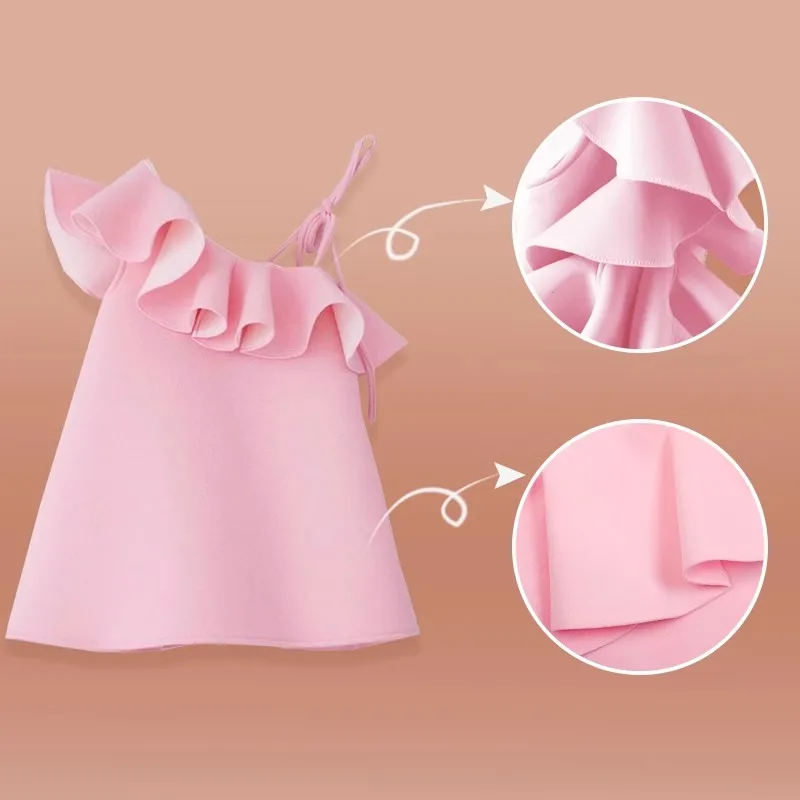 2024 Summer New Dress Children Ruffles Princess Stage Show Clothes Kids Fashion Party Dress Girl Vestidos 3-12 Years Wz1308