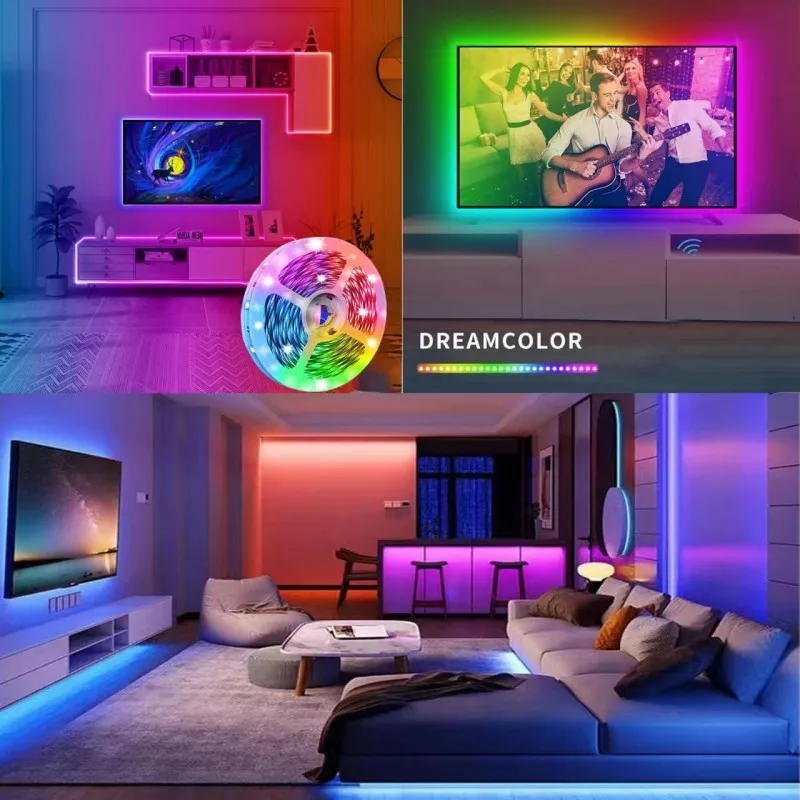 RGBLED strip, suitable for bedroom, intelligent color-changing light with remote control, adjustable color and brightness, flash