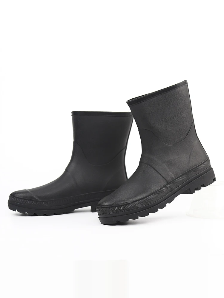 Men's Simple Mid-Calf Rubber Rain Boots Lightweight Anti-Slip Water Shoes Chef Work Shoes Waterproof Fishing Boots Car Wash B...