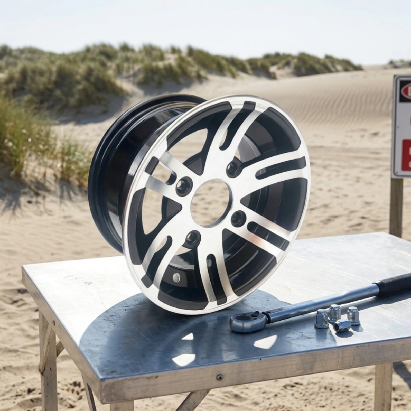 Rim with Multi-Spoke Face 4-Bolt Aluminum Wheel Rim Hardware Deep-Dish Heavy-Duty for Sand off-Road Vehicle Builders
