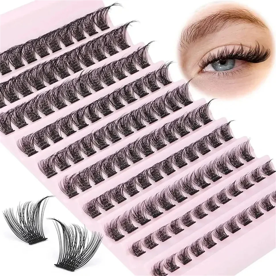 120 Piezas Clusters de Pestañas Esponjosos - Look Natural Onduladas Extensiones para DIY en Casa 8-14mm Curva D Individuales 3