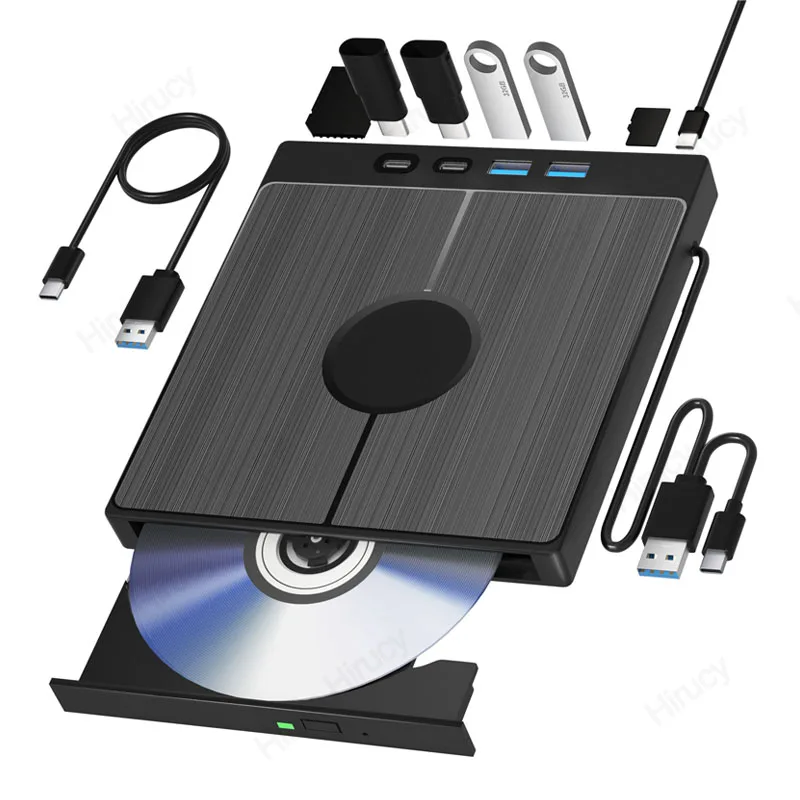 7-в-1 USB 3.0 Type C Внешний CD DVD RW Оптический привод DVD-плеер Устройство записи Многофункциональный привод для Windows Mac ПК Ноутбук