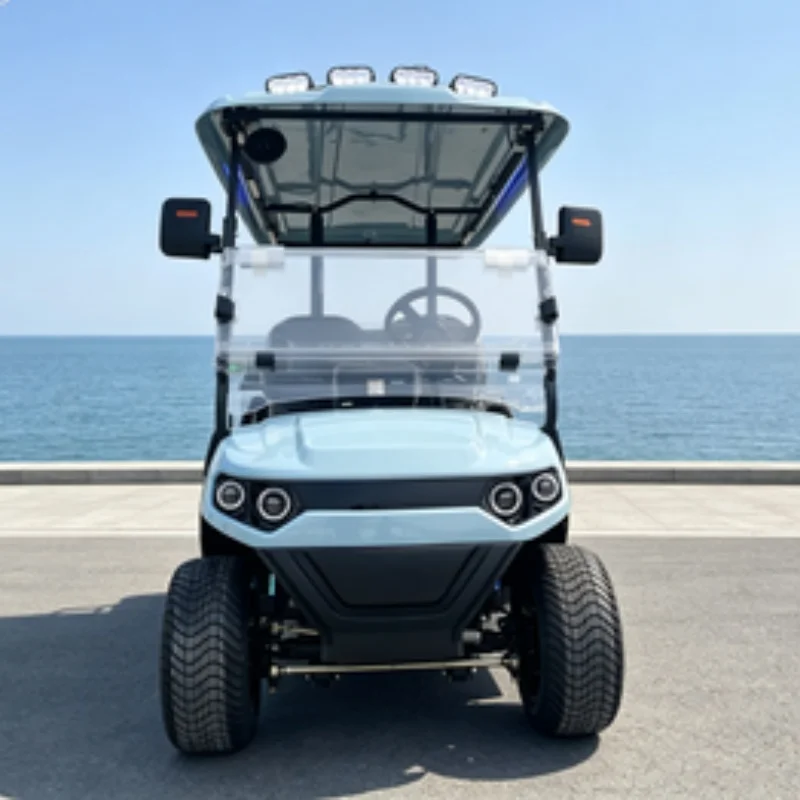 CE-Certified 72V 5KW Off-Road Electric Golf Cart Golf Cart 4 Seater Electric Golf Cart Roof LED Light Strips Foot Pedal