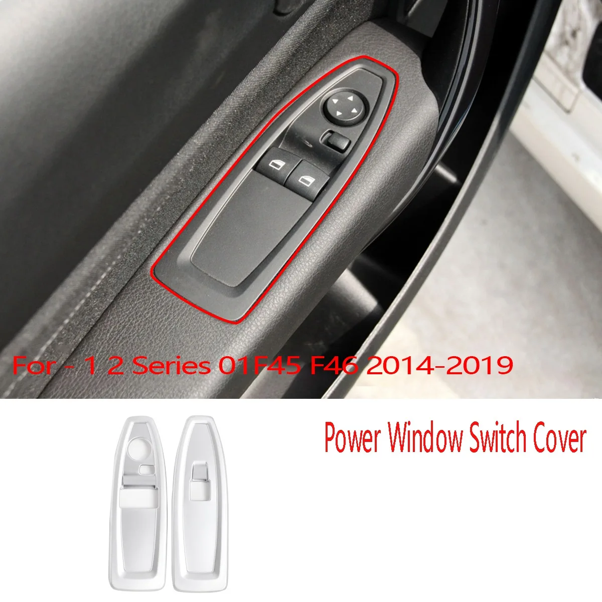 For-BMW 1 2 Series F20 F21 F22 F45 F46 2014-2019 Silver Car Trim Inside Door Handle Power Window Switch Cover Trim