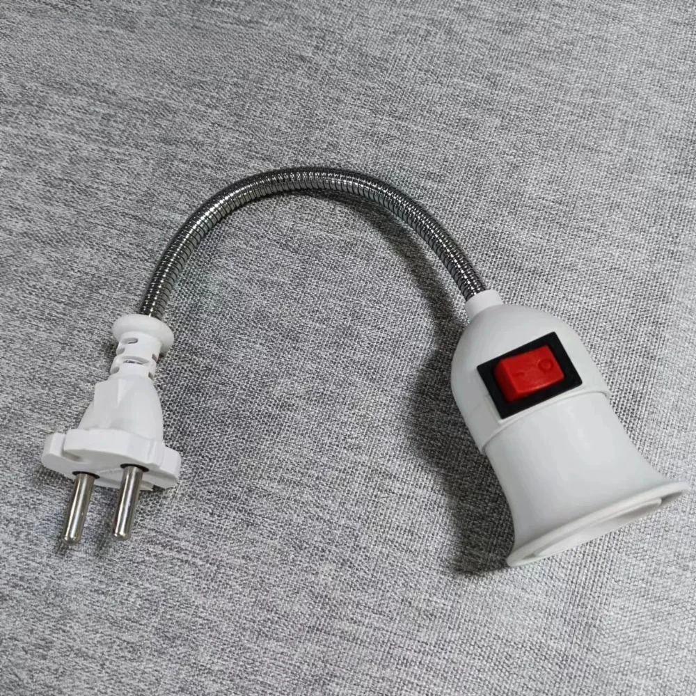 2/6PCS E27 Flexible Extension Converter Light Lamp Bulb Extend Adapter Socket Wall Socket Lamp Base Holder Screw Socket EU Plug