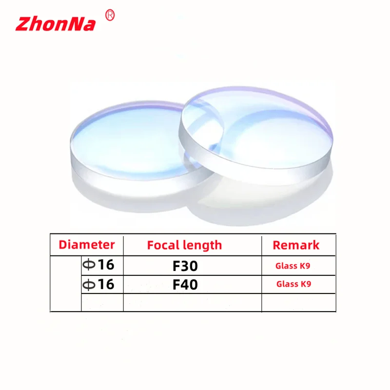 Diameter16mm High Quality Laser Focusing Lens Focal Length F40mmThickness 3mm DIY Optical Condenser Lens Spherical Glass Lens1PC